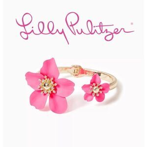 🌺 LILLY PULITZER Oversized Orchid Flower Roxie Pink Bracelet NEW WITH GIFT BAG